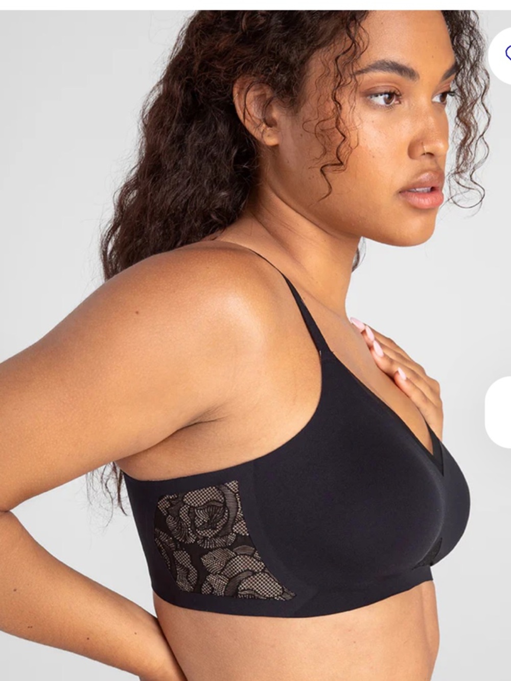 Honeylove Black Wireless Lace-Side Comfort Bra